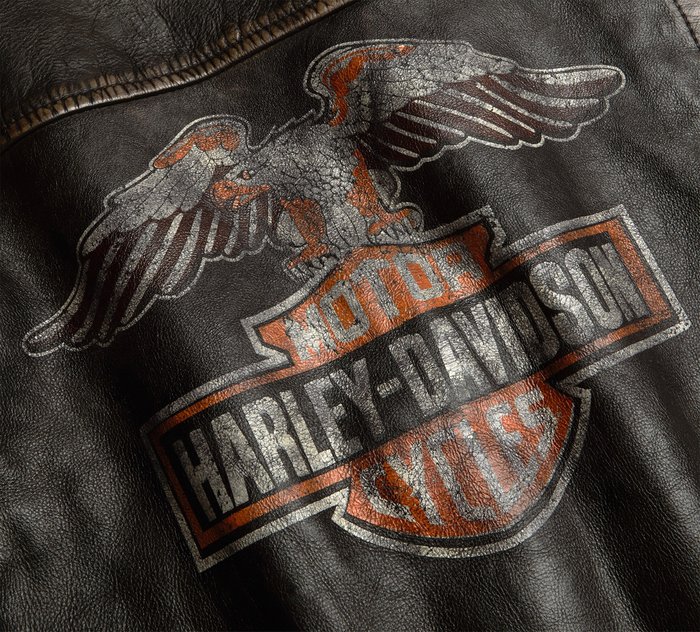 Harley-Davidson Distressed Print Lederjacke 