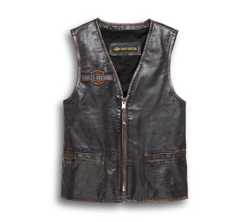 Harley-Davidso  Leather and textile Vest  Men's Synthesis Pocket Style 