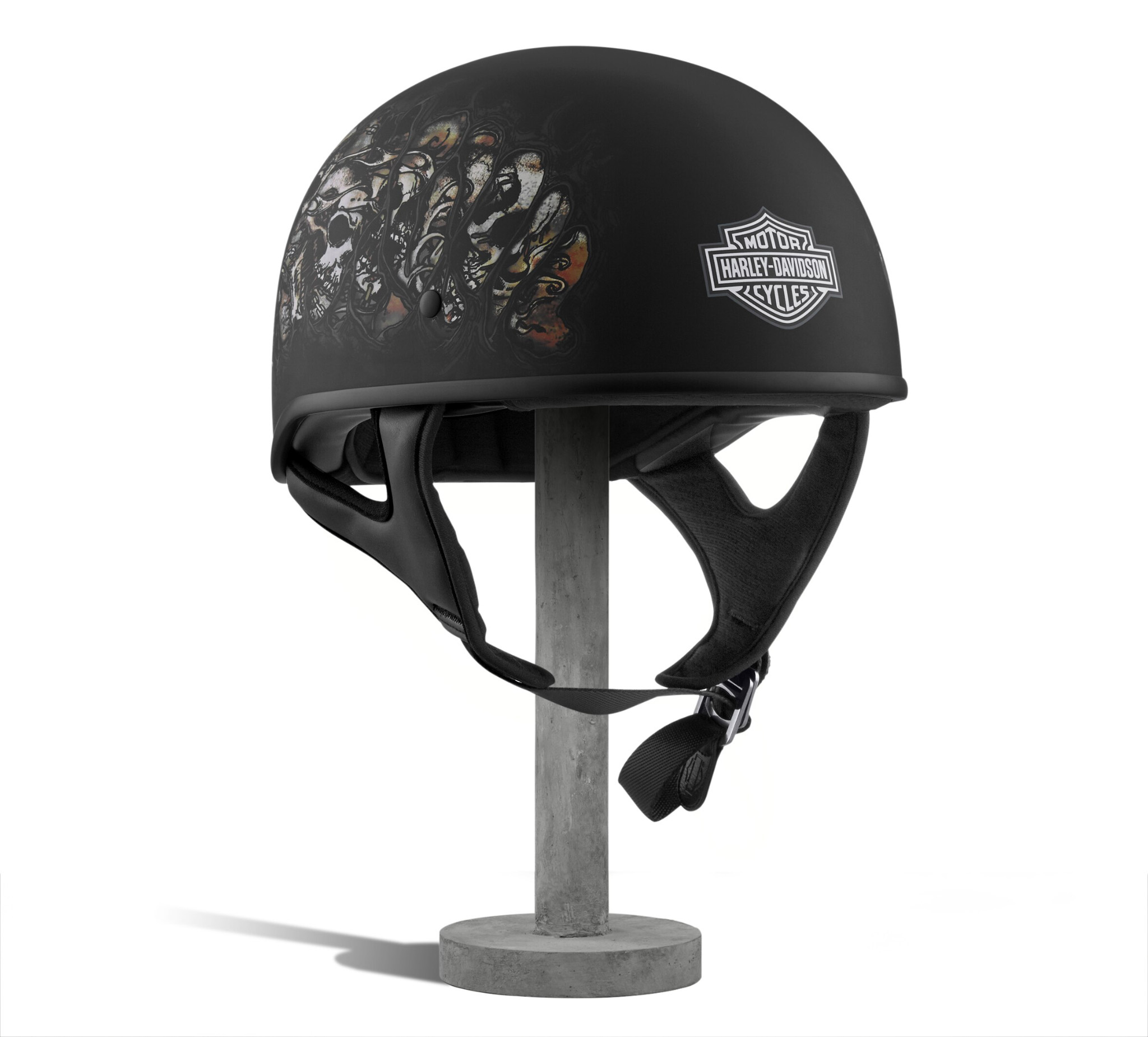 Gnashing Low Profile J01 Half Helmet 98175 18vx Harley Davidson Usa