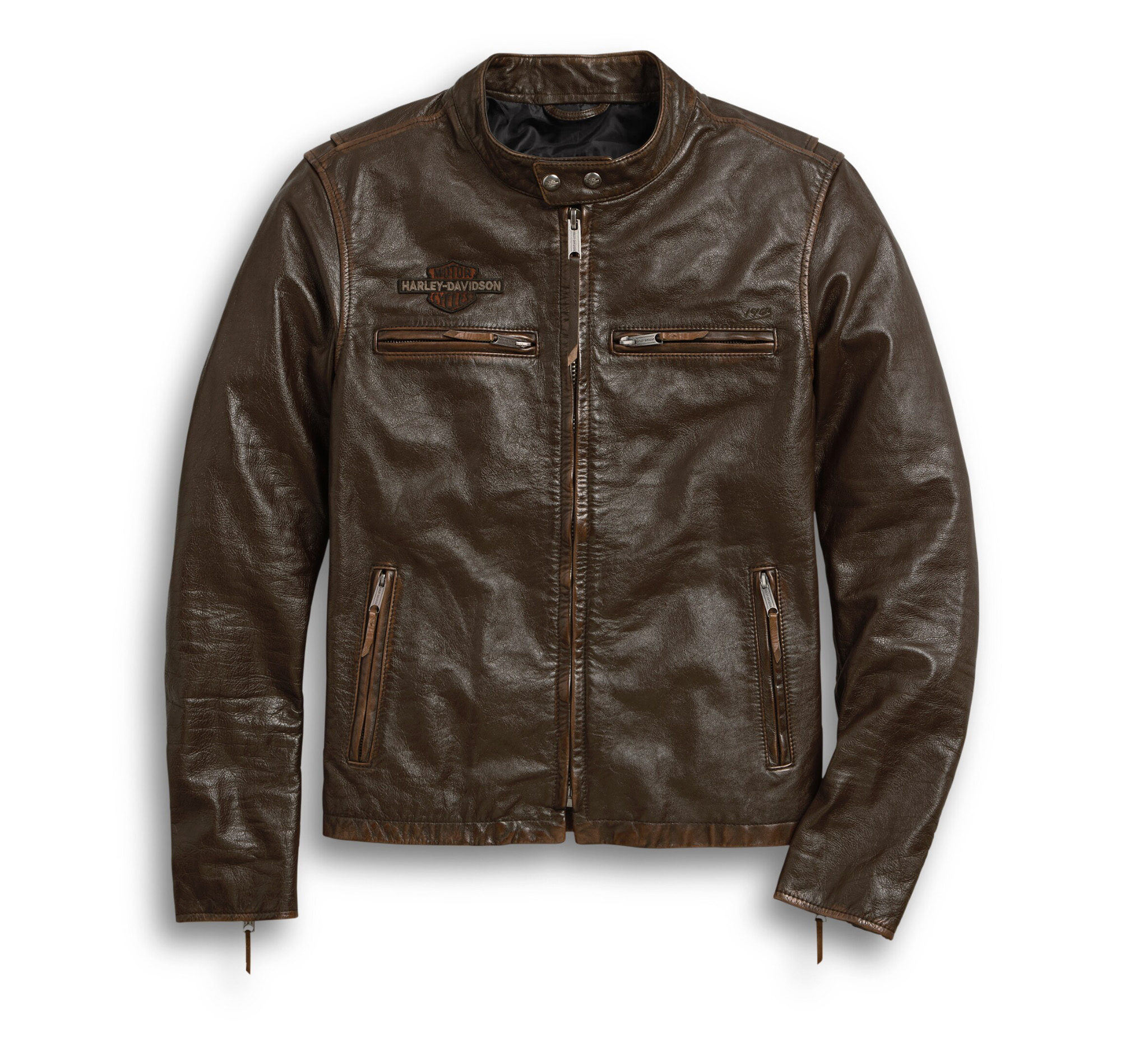 distressed leather harley davidson jacket