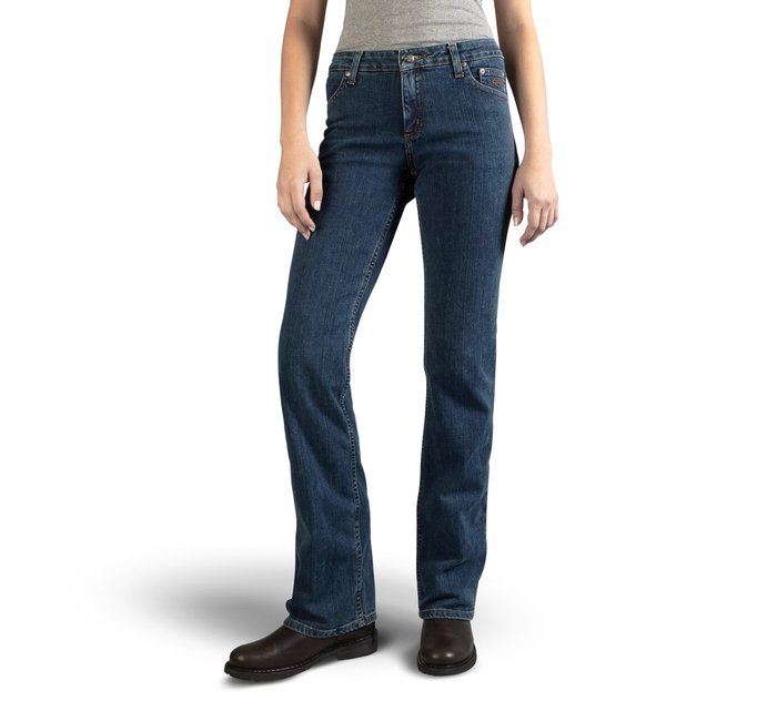 Women's Mid-Rise Medium Indigo Bootcut Jeans - Petite 1