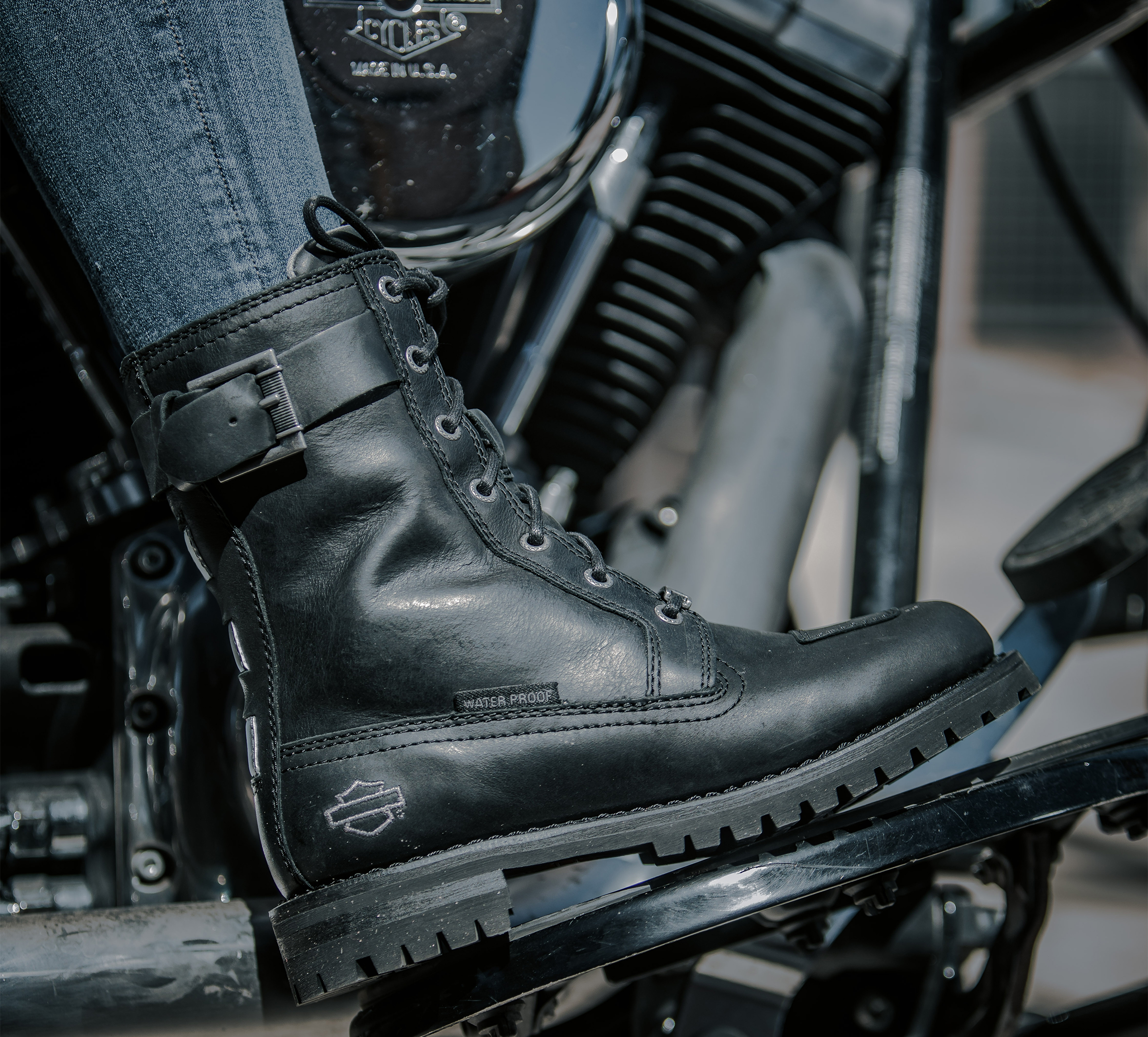 Black 8 HARLEY-DAVIDSON FOOTWEAR Womens Bremerton 7 lace Motorcycle Boot 