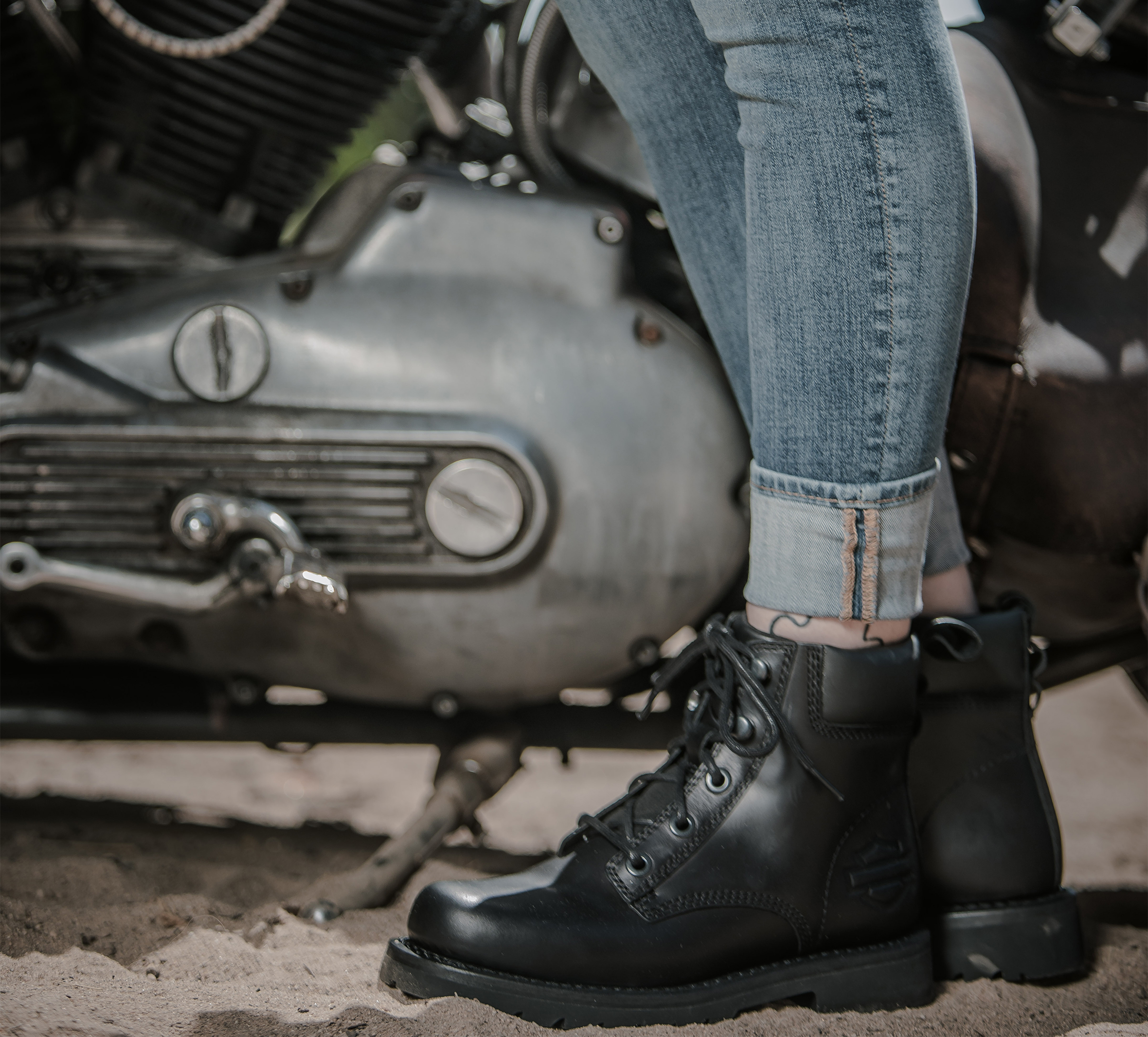 Black HARLEY-DAVIDSON FOOTWEAR Womens Beason 5 Lace Motorcycle Boot 9