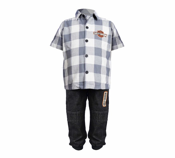Infant Plaid Shirt & Denim Pant Set 1