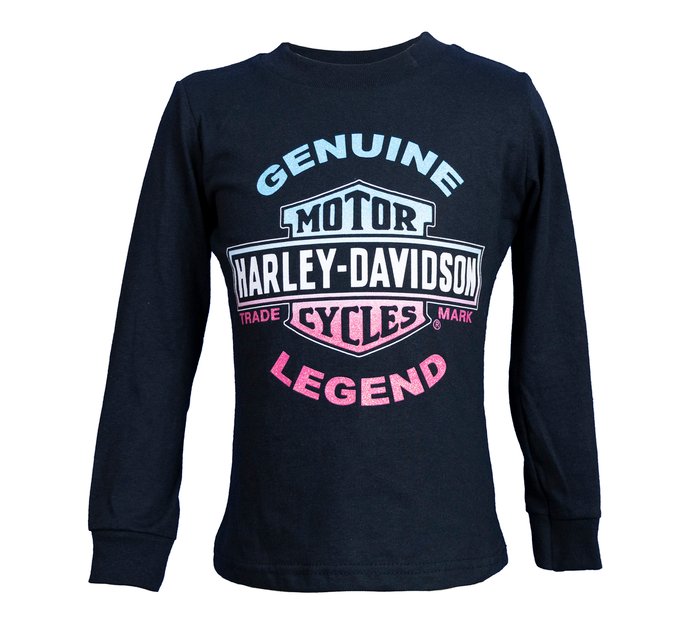 Toddler Girl's Long Sleeve Harley® Genuine Legend Tee Shirt 1