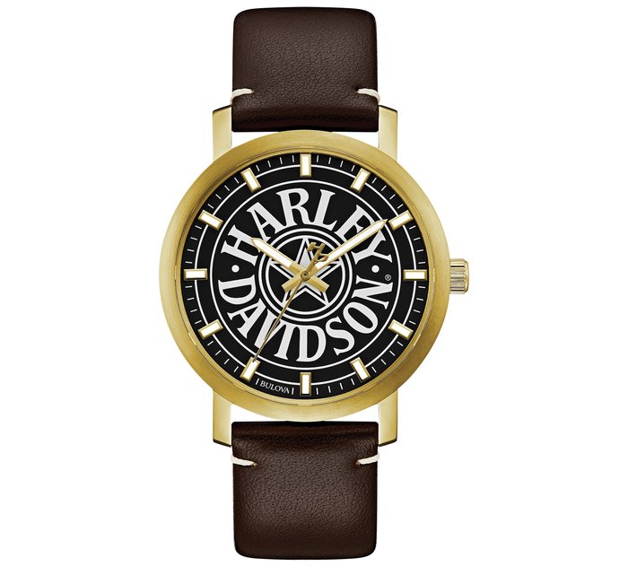 Men's Harley-Davidson Brown Leather Watch 1