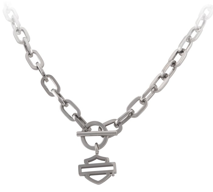 Women's Stainless Steel Bar & Shield Large Chain Toggle Necklace 1