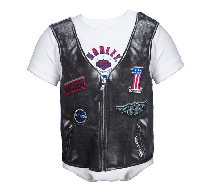 Infant Girl's Printed Faux Vest Creeper 1