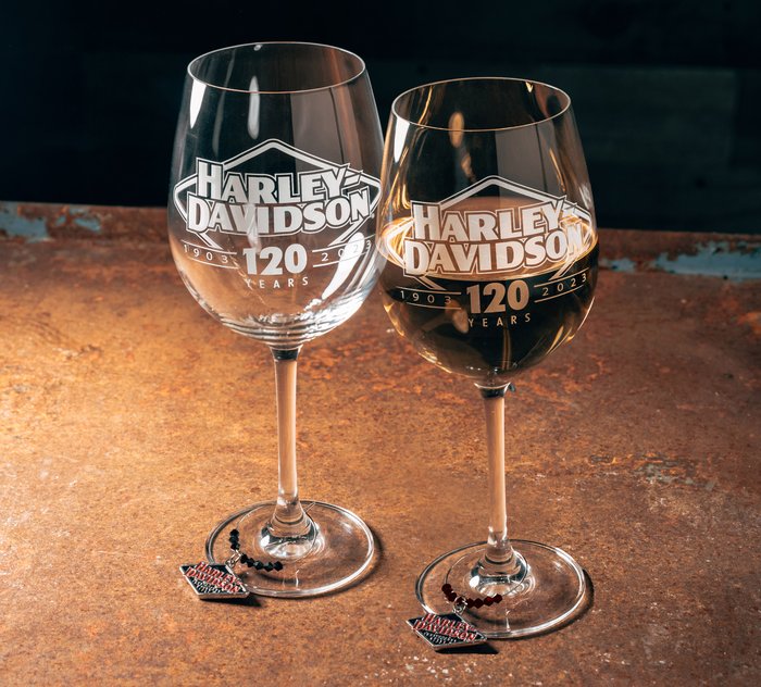 Harley-Davidson Label Craft Beer Glasses Set, Unique H-D Graphics - Set of  4