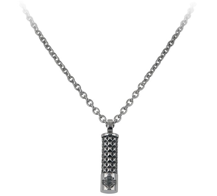 Pyramid Steel Stud Small Cylinder Necklace 1