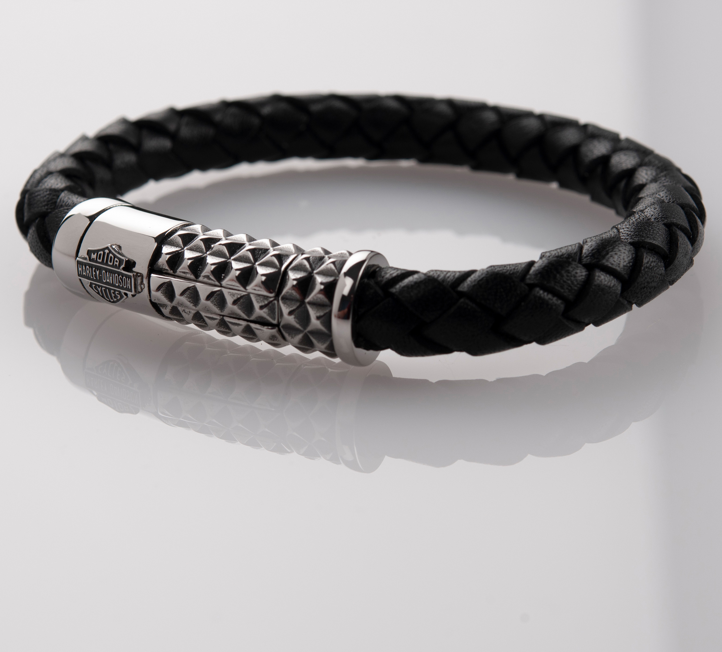 John Hardy Braided Leather Silver Ring Clasp Bracelet