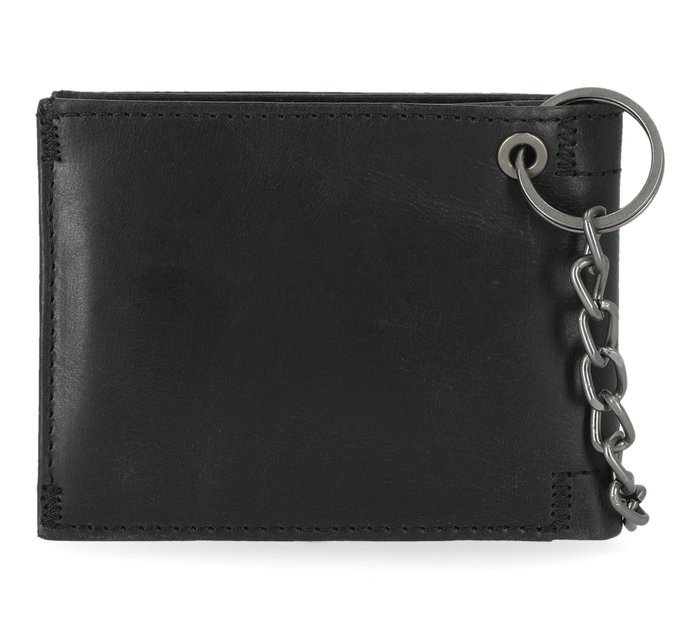 Trifold Chain Wallets for Men w/ Snap Closure - Mens Chain Wallet w/ ID  Slot & Zipper Pocket – 100% Genuine Black Leather Wallet - Men Trifold  Wallet