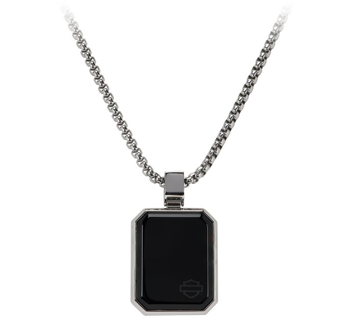 Onyx Dog Tag Pendant with Cable Chain 1