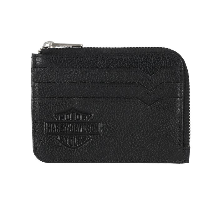 Men's Classic Leather Zip Card Case Black 1
