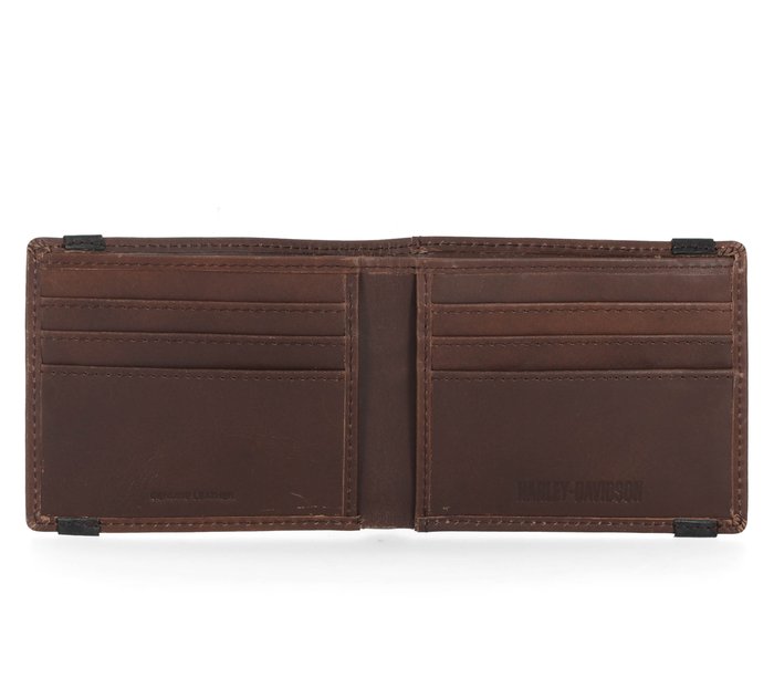 Vertical Style Bifold Wallet in Crazy Horse Leather Coffee / 1