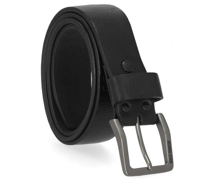 Men's Oversized HD Emboss Black Leather Belt 1