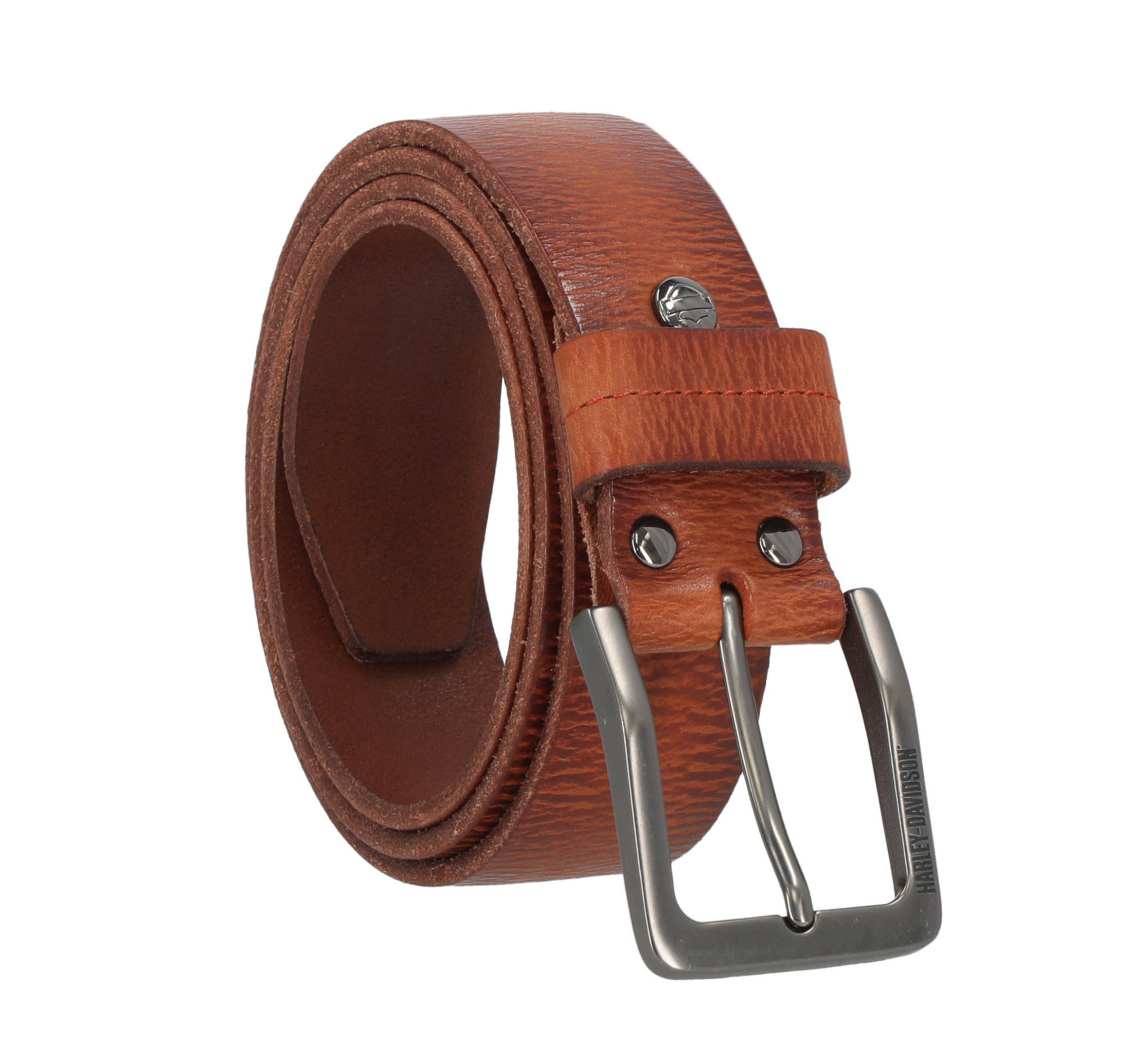Men's Mod Core with Orange Stitch Leather Saddle Belt - Saddle | Harley ...