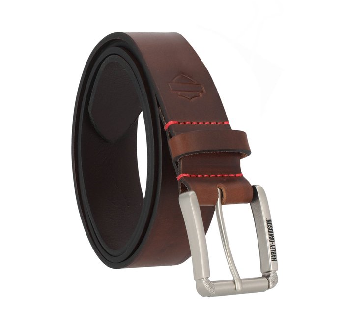 Men's Mod Core Bar & Shield Brown Leather Belt 1