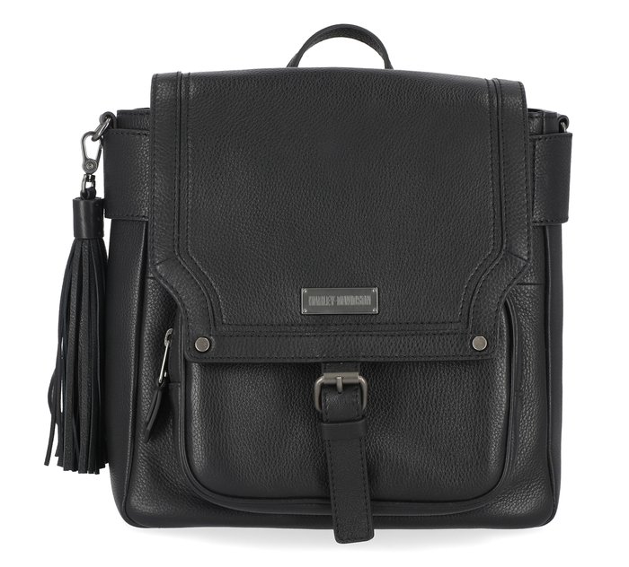 Women's Classic Leather Backpack Black 1