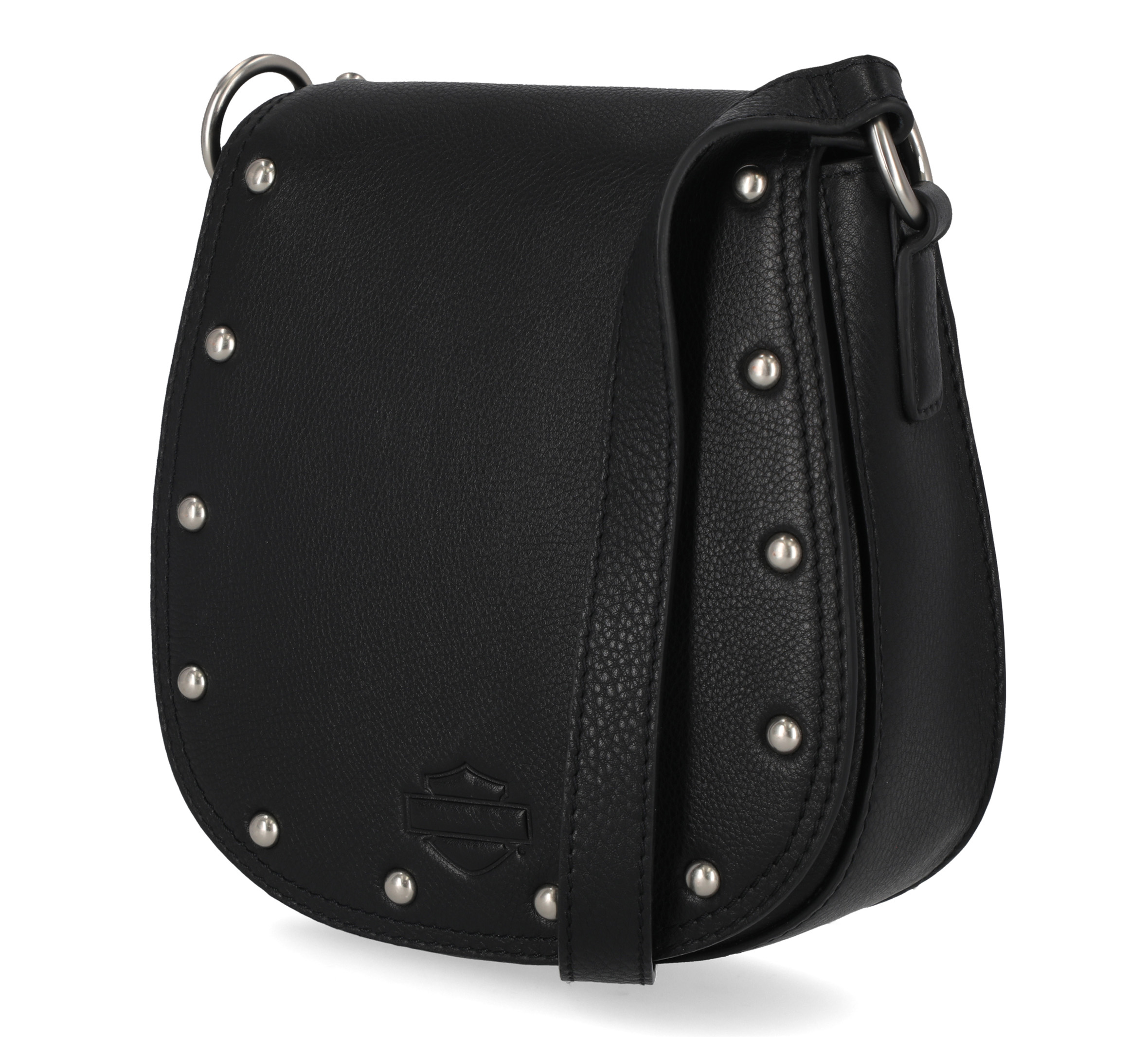Women's Vintage Rivet Crossbody Bag Leather Black - BLACK | Harley