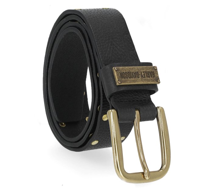 Women's Vintage Rivet Stud Leather Strap Belt Black 1