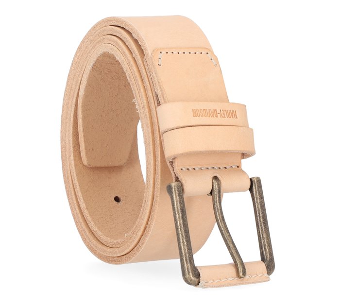 Women's Classic Jeans Covered Roller Buckle Belt Tan Leather 1