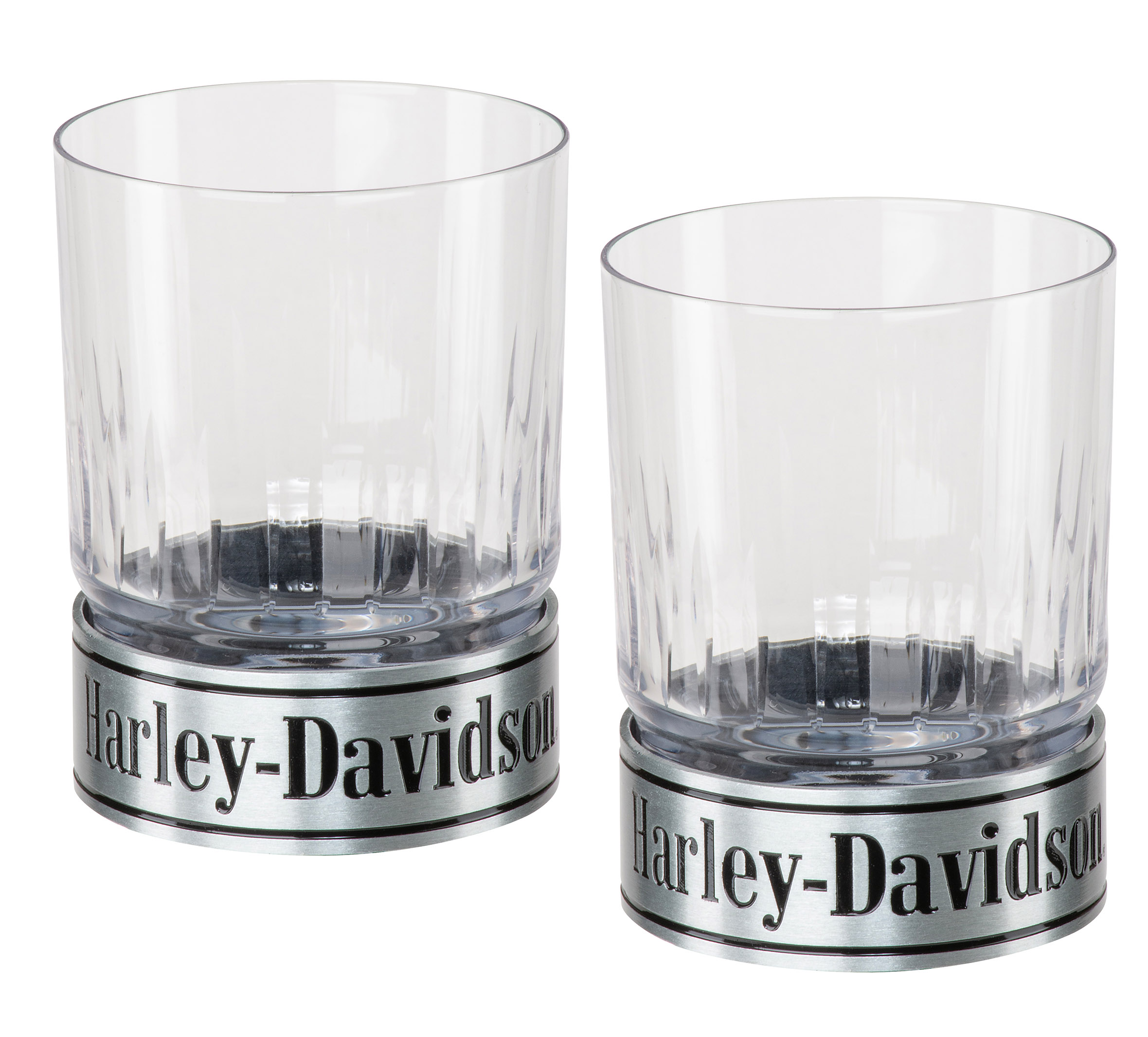 Metal Base Rocks Glass Set of 2