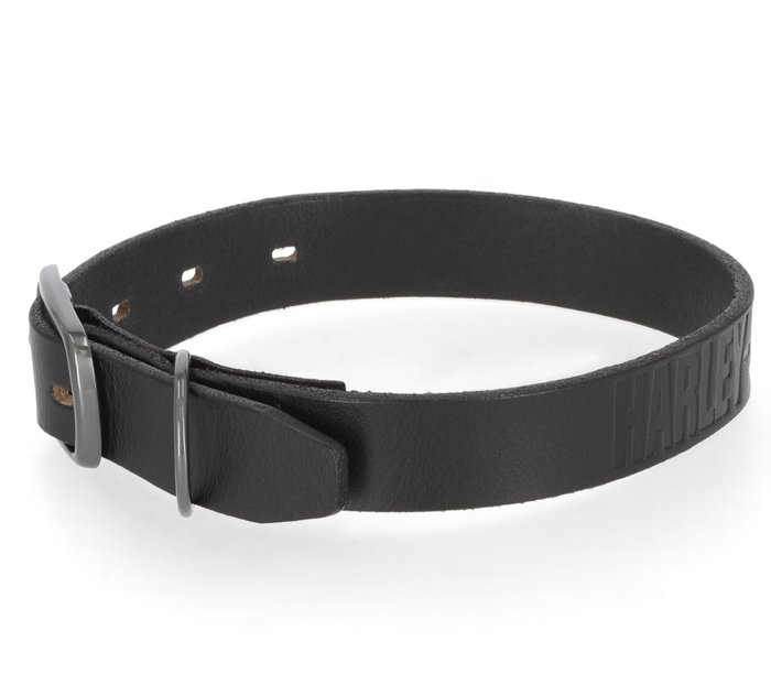 Leather Dog Collar Black Sm/Md 13"-17" 1