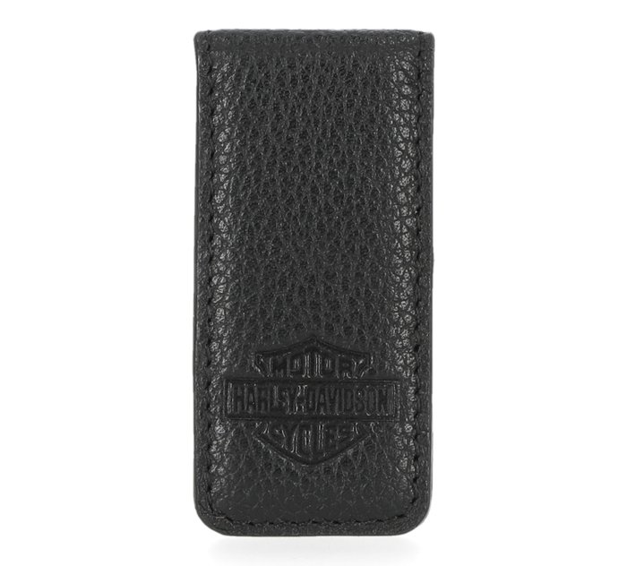 Bar & Shield Leather Money Clip Black 1