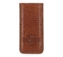 Bar & Shield Leather Money Clip Cognac