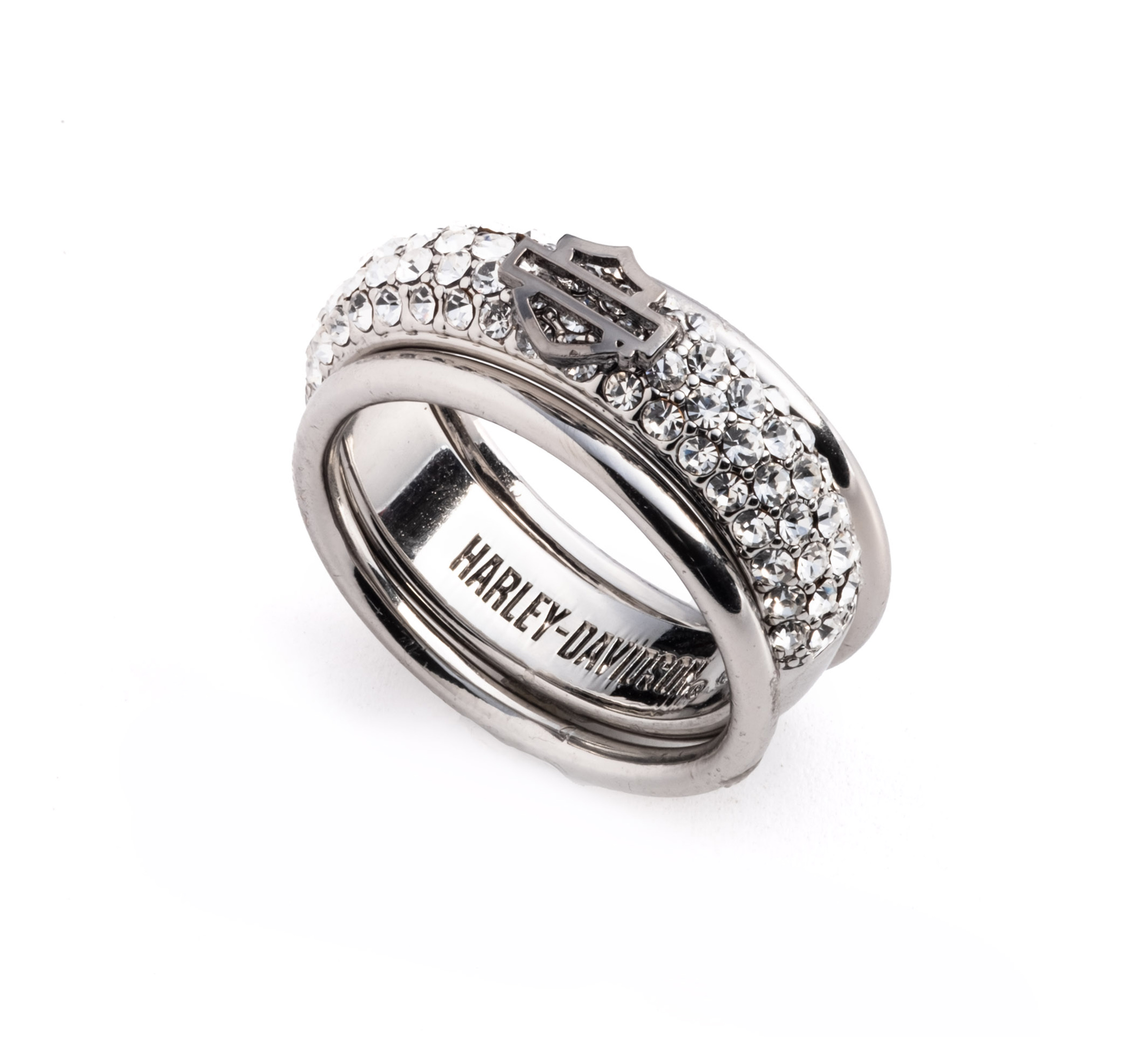 Bague empilable bijoutée Bar & Shield en cristal pour femmes