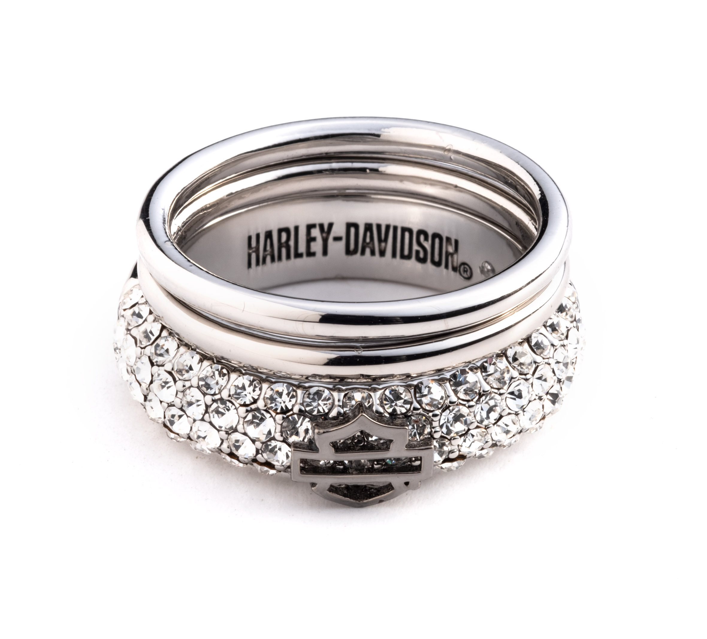 Bague empilable bijoutée Bar & Shield en cristal pour femmes