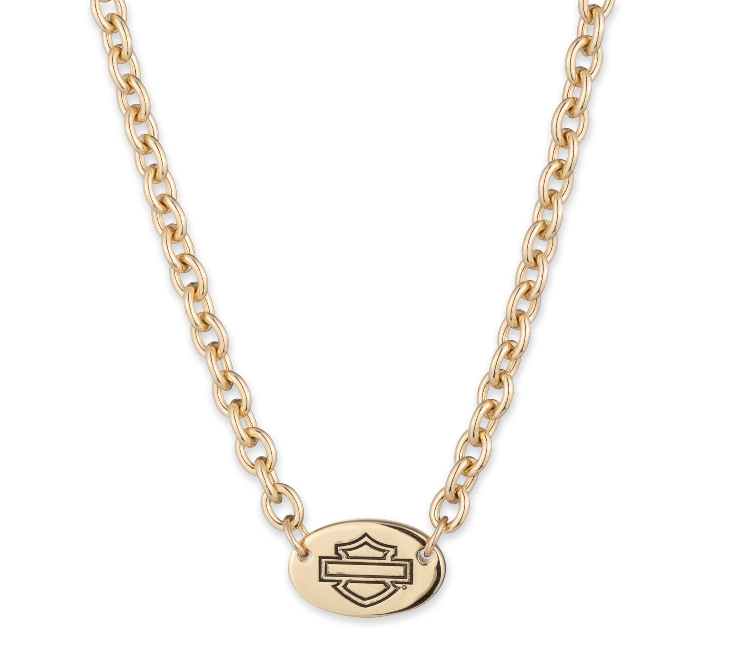 Women's 16" Oval Chain Bar & Shield Necklace