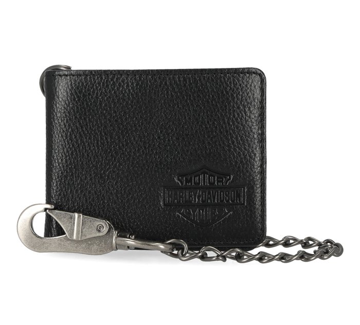 Mens Bar & Shield Core Pebble Billfold Wallet With Chain 1