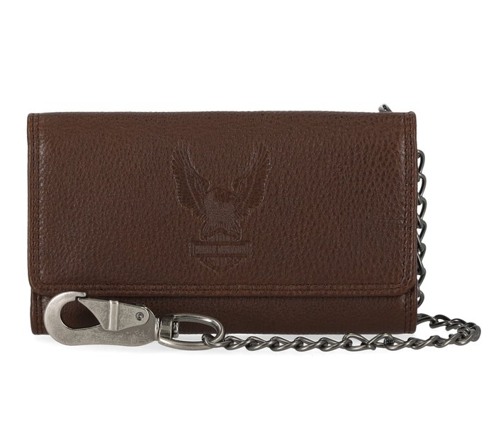 Mens Eagle Trifold Trucker Wallet With Chain 1