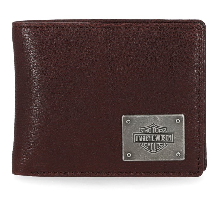 Mens Bar & Shield Plate Passcase Wallet 1