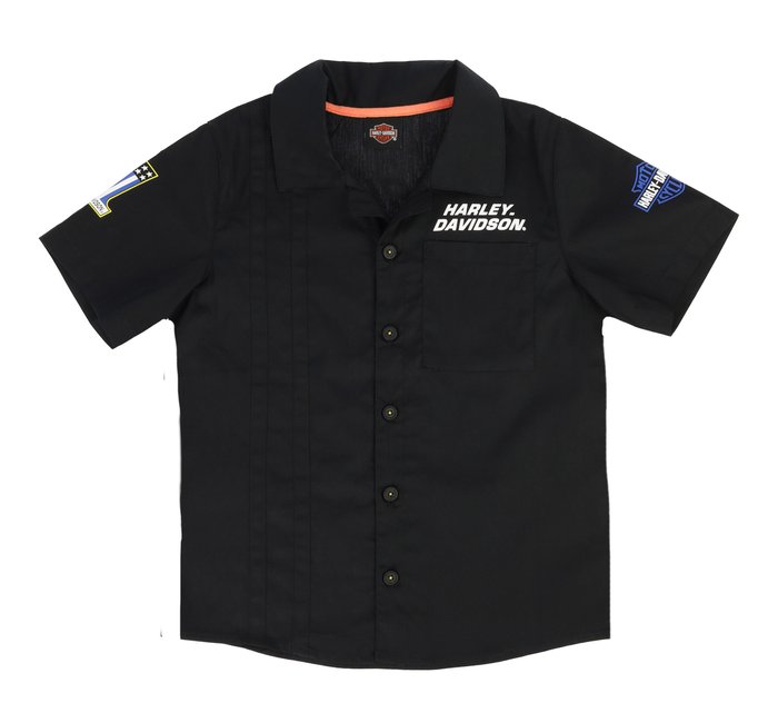 Boys Race Collection Woven Pit Crew Shirt 1