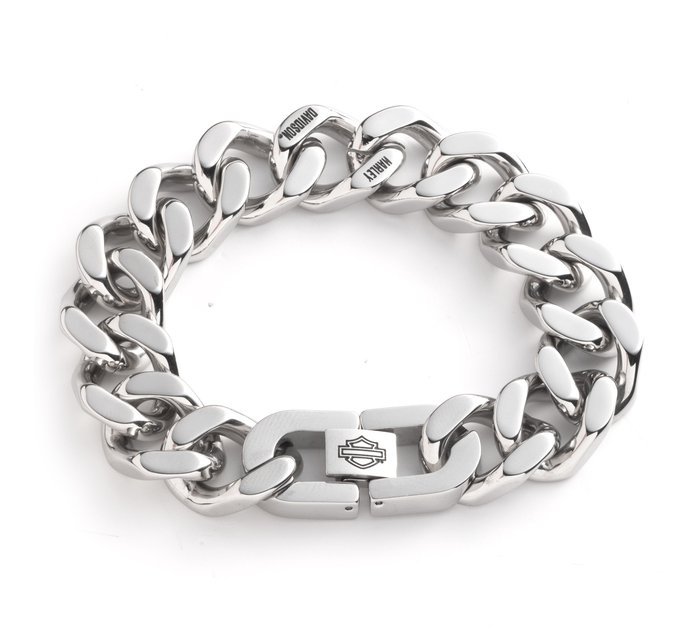 Men's Large Curb Chain Logo Bracelet 1