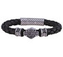 Men's Bar & Shield Braided Leather Bracelet