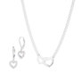 Women's Sterling Silver Double Heart Necklace & Earring