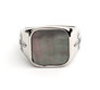 Men's Grey Mother of Pearl Signet Ring