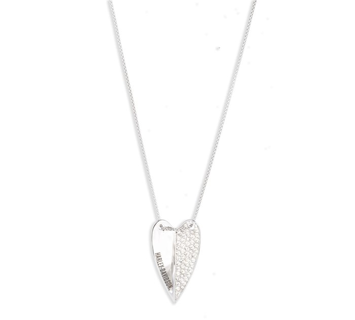 Women's 28" H-D Half Pavé Heart Necklace 1