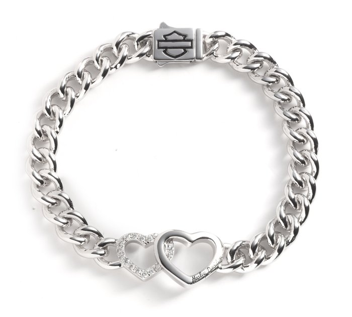 Women's Sterling Silver Double Heart Bracelet 1