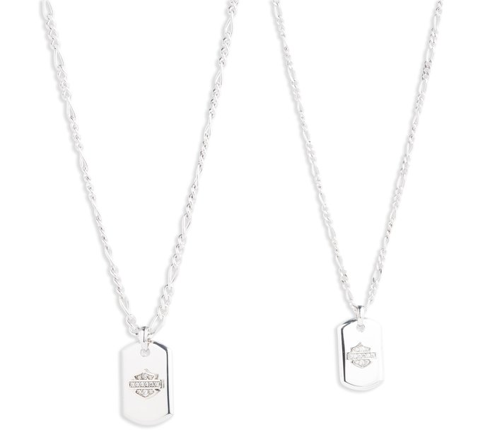 Give One, Keep One Dog Tag Sterling Silver Logo Necklace Set 1