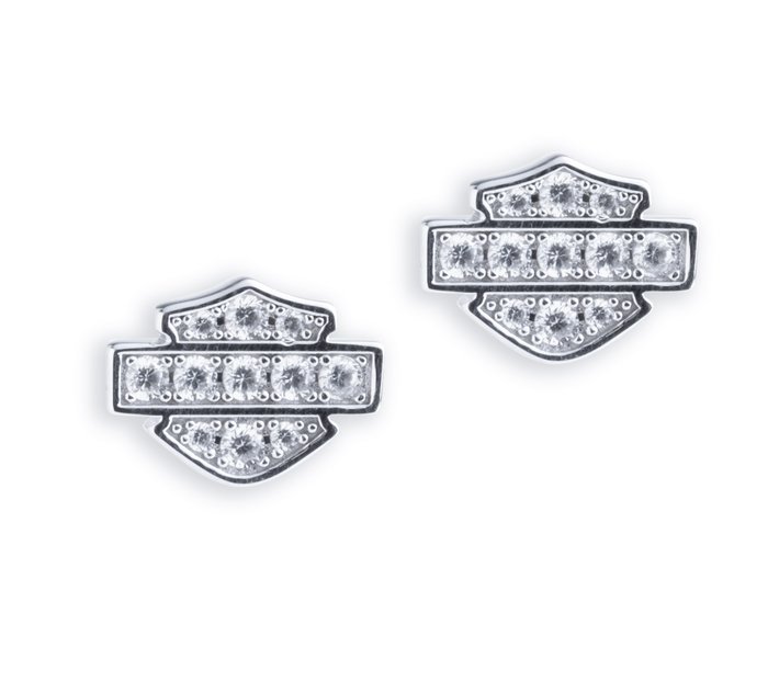 Women's Bling Post Bar &Shield Sterling Silver Stud Earrings 1