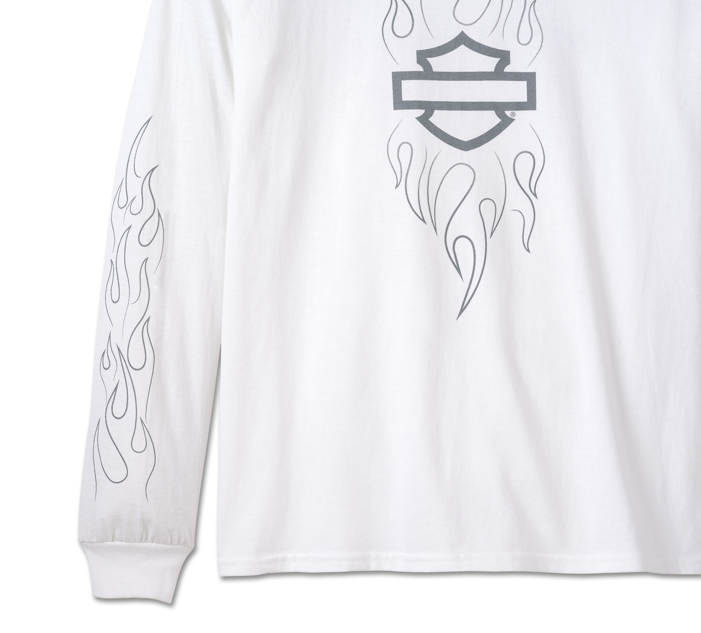 Men's Open Bar & Shield Flames Long Sleeve Tee | Harley