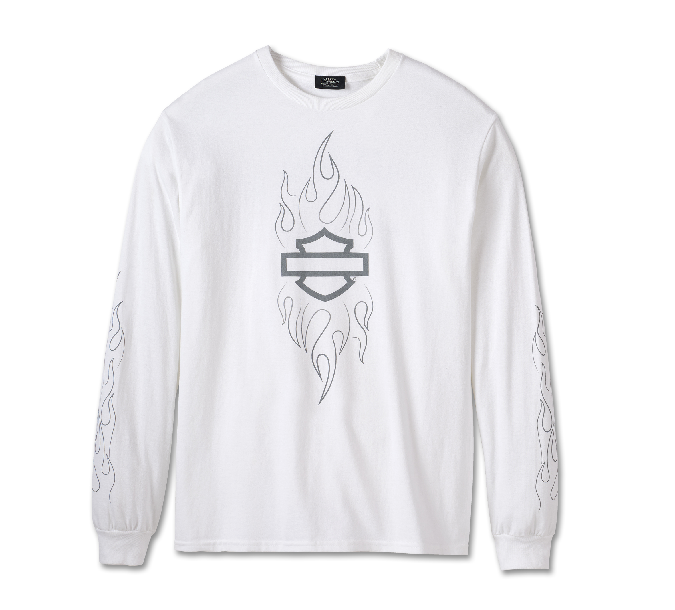 Men's Open Bar & Shield Flames Long Sleeve Tee | Harley-Davidson USA
