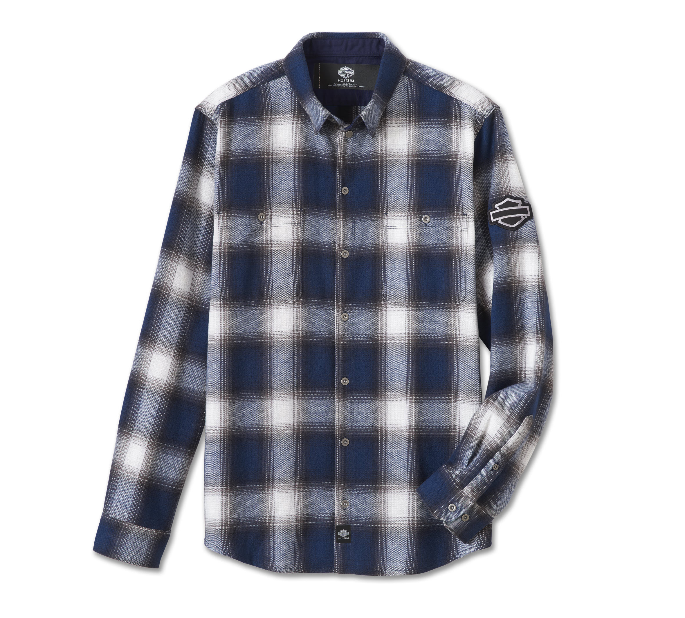 Men's Long Sleeve Blue Plaid Flannel Shirt