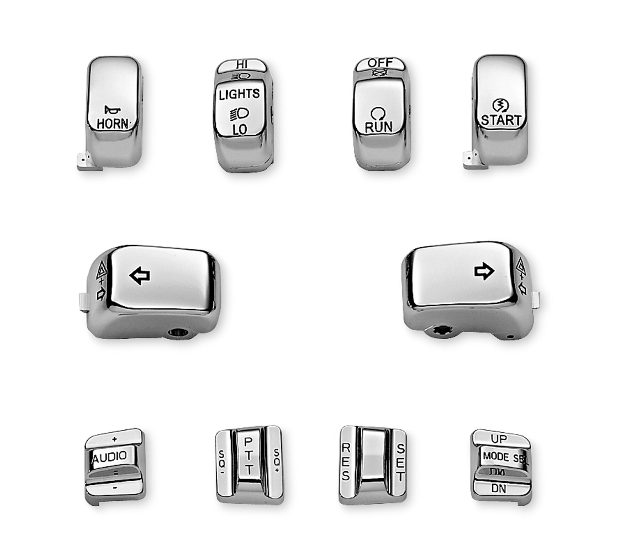 ENGRAVED Chrome Replacement Housing Switch Caps Button Kits For Harley