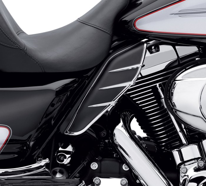 Pair Black Mid-Frame Air Heated Deflector Trim For Harley Davidson Cruiser 09-12 
